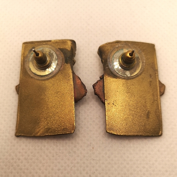 Handmade brass and copper earrings - Picture 2 of 4